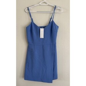 French Connection Women's, Whisper V-Neck Envelope-Skirt Dress, Blue Size 6